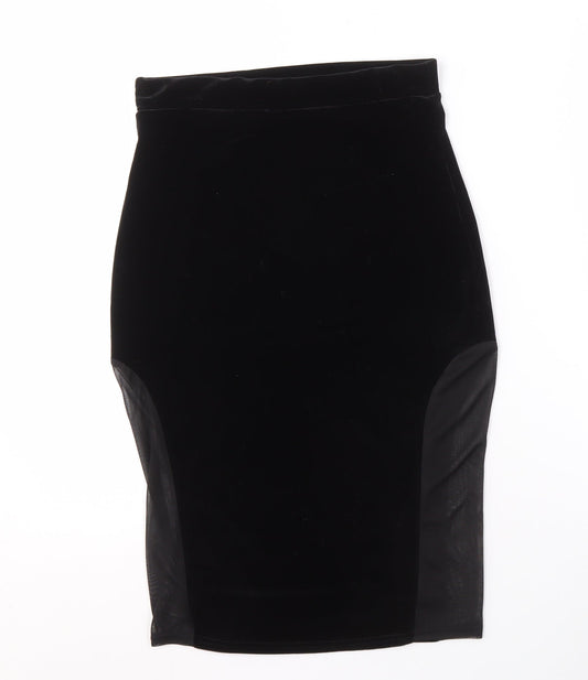 Missguided Women's Black Velvet Pencil Skirt Size 8