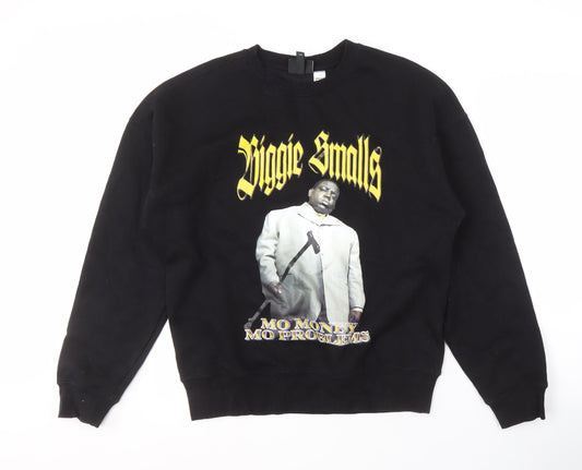 H&M Black Oversized Graphic Sweatshirt Unisex S