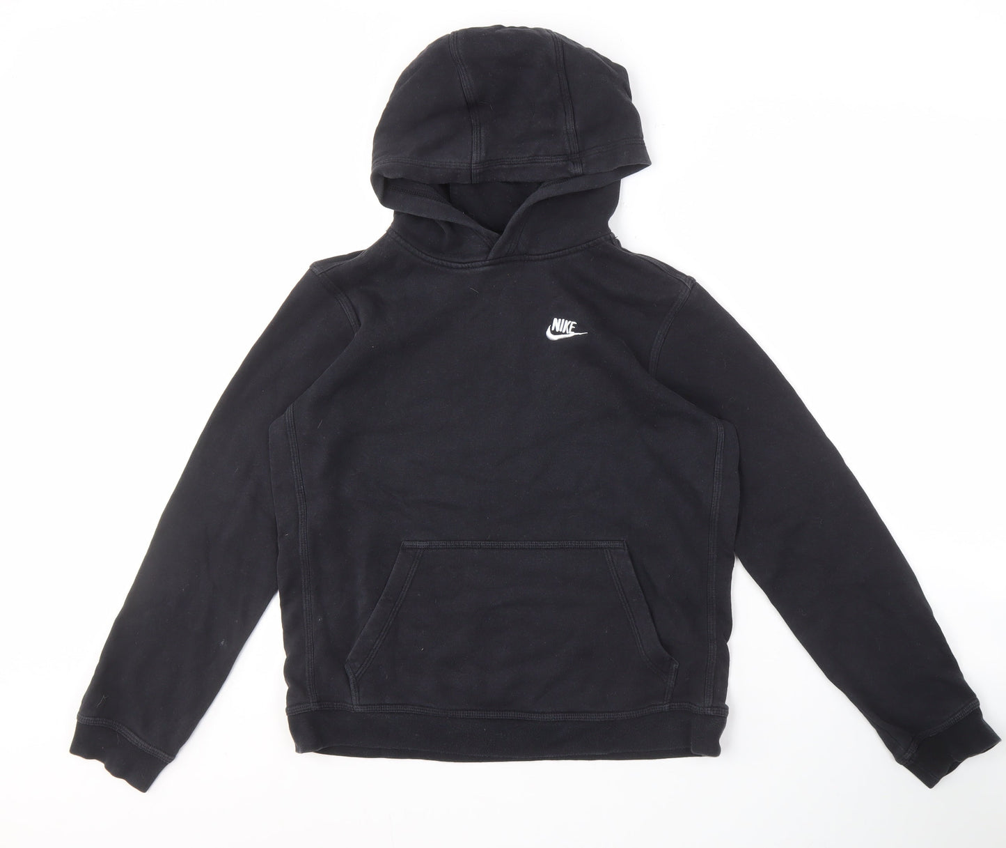 Nike Boys Black XL Pullover Hoodie with Logo, Casual Comfort
