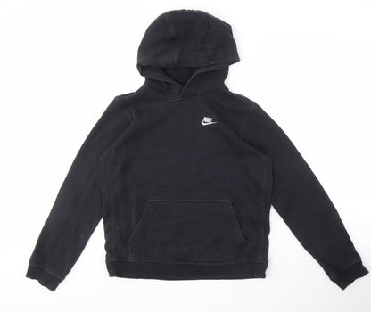 Nike Boys Black XL Pullover Hoodie with Logo, Casual Comfort