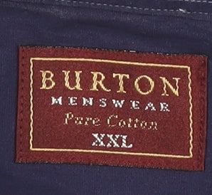Mens UK Collar Size 2XL Burton Smart Blue  Dress Shirt