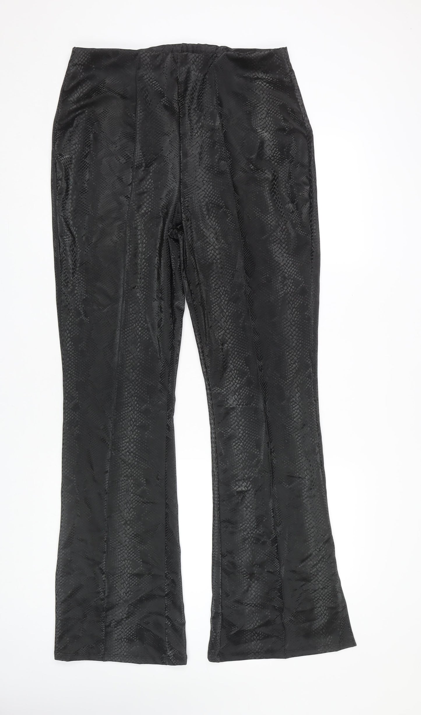 River Island Women's Black Animal Print Trousers UK 16
