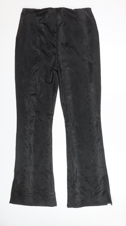 River Island Women's Black Animal Print Trousers UK 16