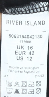 River Island Women's Black Animal Print Trousers UK 16