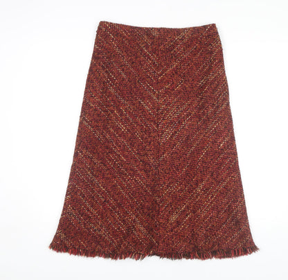 Marks and Spencer Women's Red Midi Skirt, Size 10, Herringbone