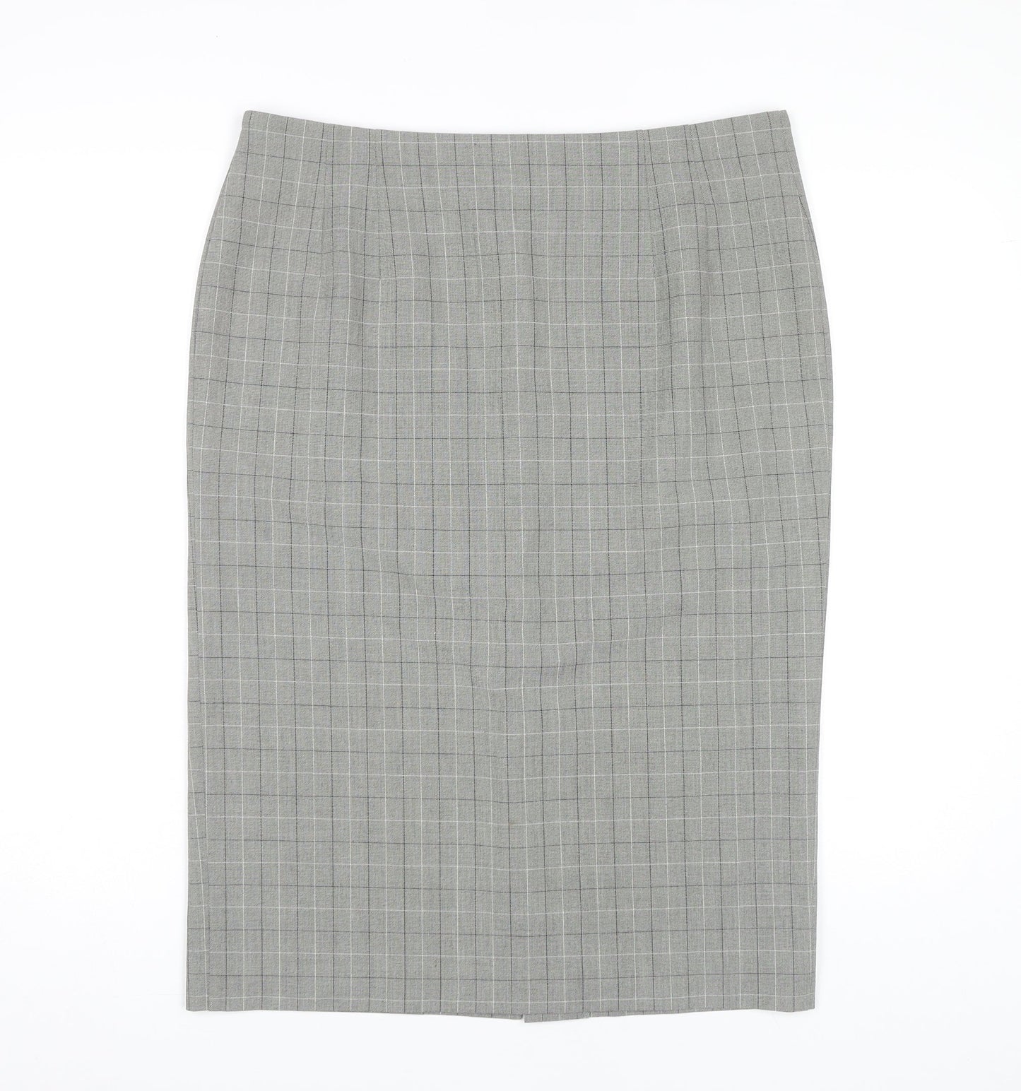 Marks and Spencer Women's Grey Checked Pencil Skirt Size 18