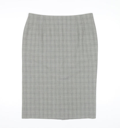 Marks and Spencer Women's Grey Checked Pencil Skirt Size 18
