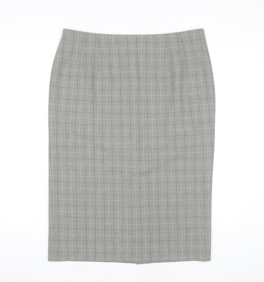 Marks and Spencer Women's Grey Checked Pencil Skirt Size 18