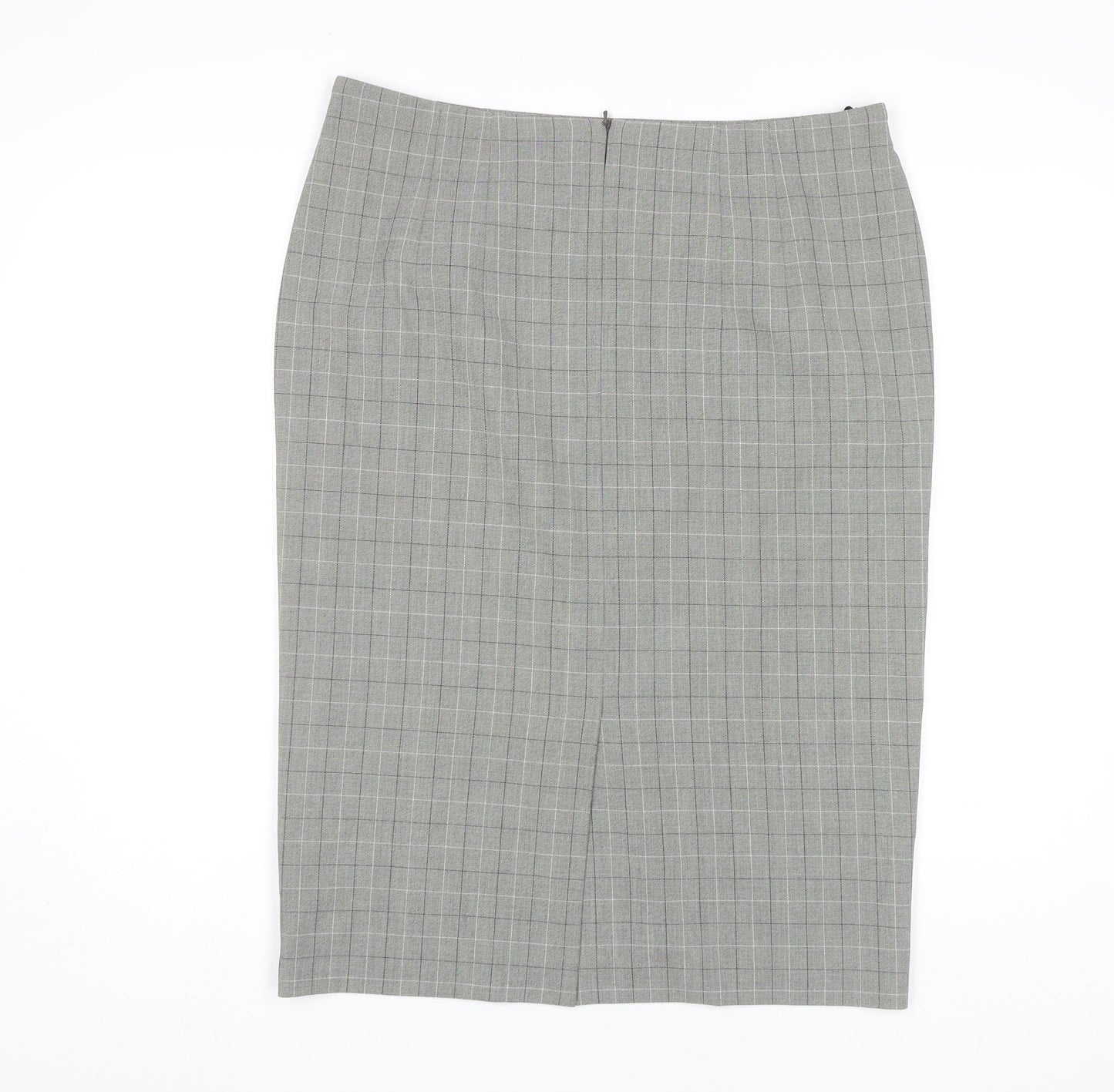 Marks and Spencer Women's Grey Checked Pencil Skirt Size 18