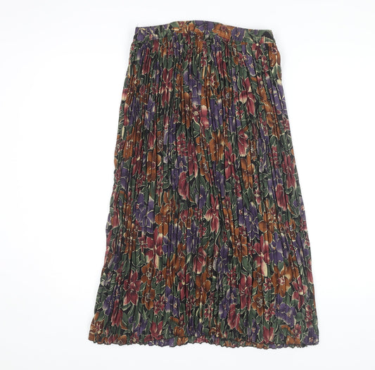 Vintage Marks and Spencer Women's Floral Long Pleated Skirt