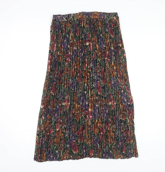 Vintage Marks and Spencer Women's Floral Long Pleated Skirt