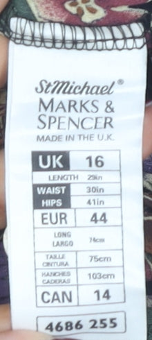 Vintage Marks and Spencer Women's Floral Long Pleated Skirt