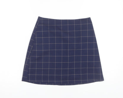 Monki Women's Blue Check Pencil Skirt Size 8