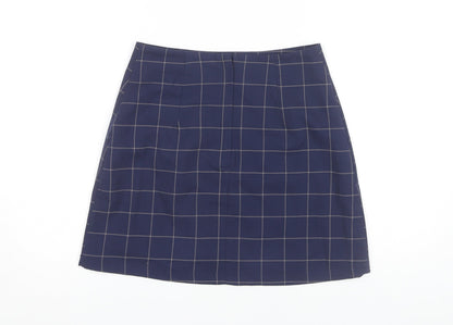 Monki Women's Blue Check Pencil Skirt Size 8