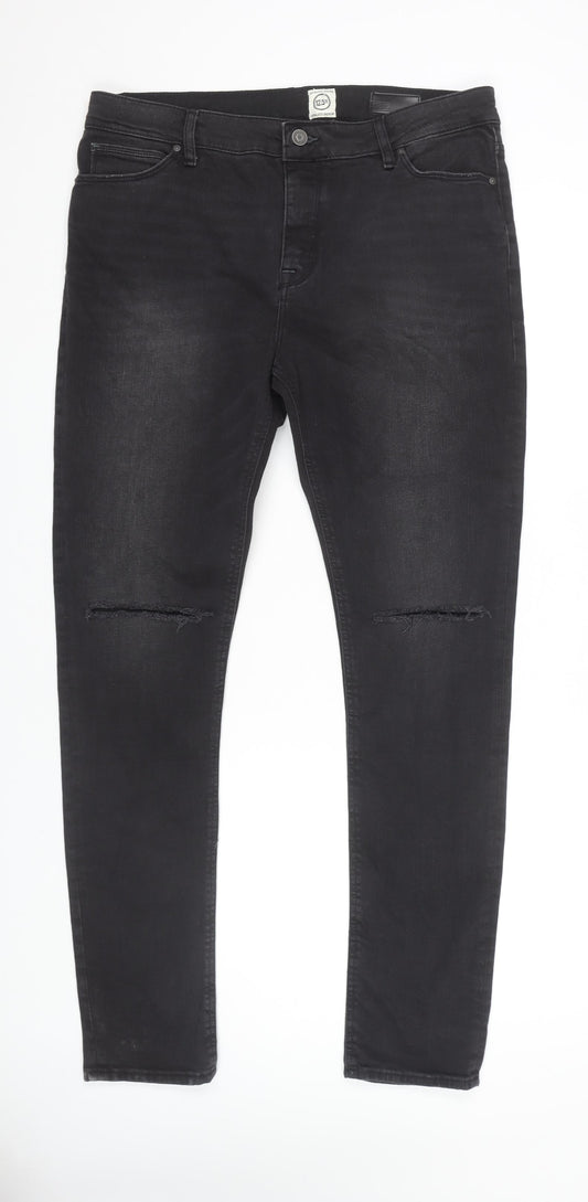 ASOS Men's Black Skinny Distressed Jeans Size 36