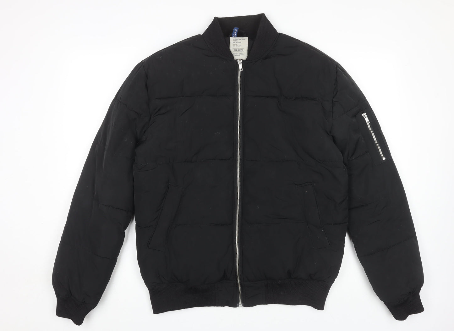 Mens UK Size S H&M Black Bomber Jacket