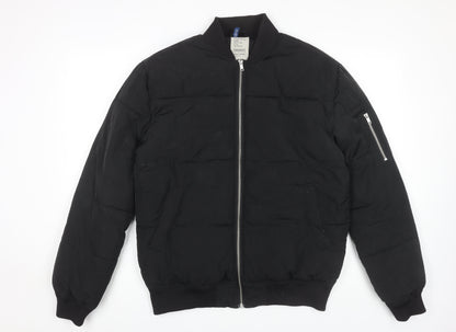 Mens UK Size S H&M Black Bomber Jacket