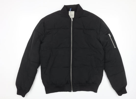 Mens UK Size S H&M Black Bomber Jacket