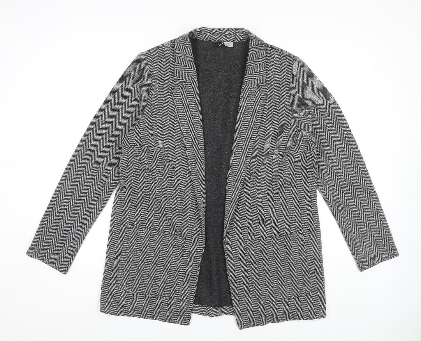 H&M Grey Women's Coatigan - M, Knit Herringbone Style