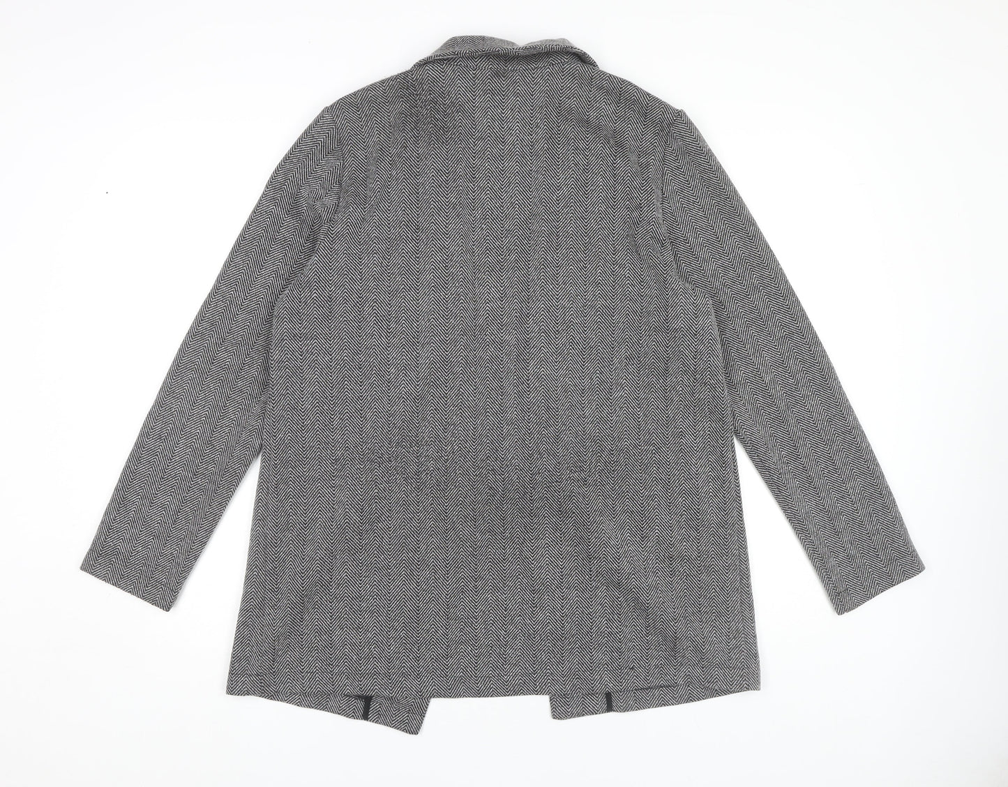 H&M Grey Women's Coatigan - M, Knit Herringbone Style