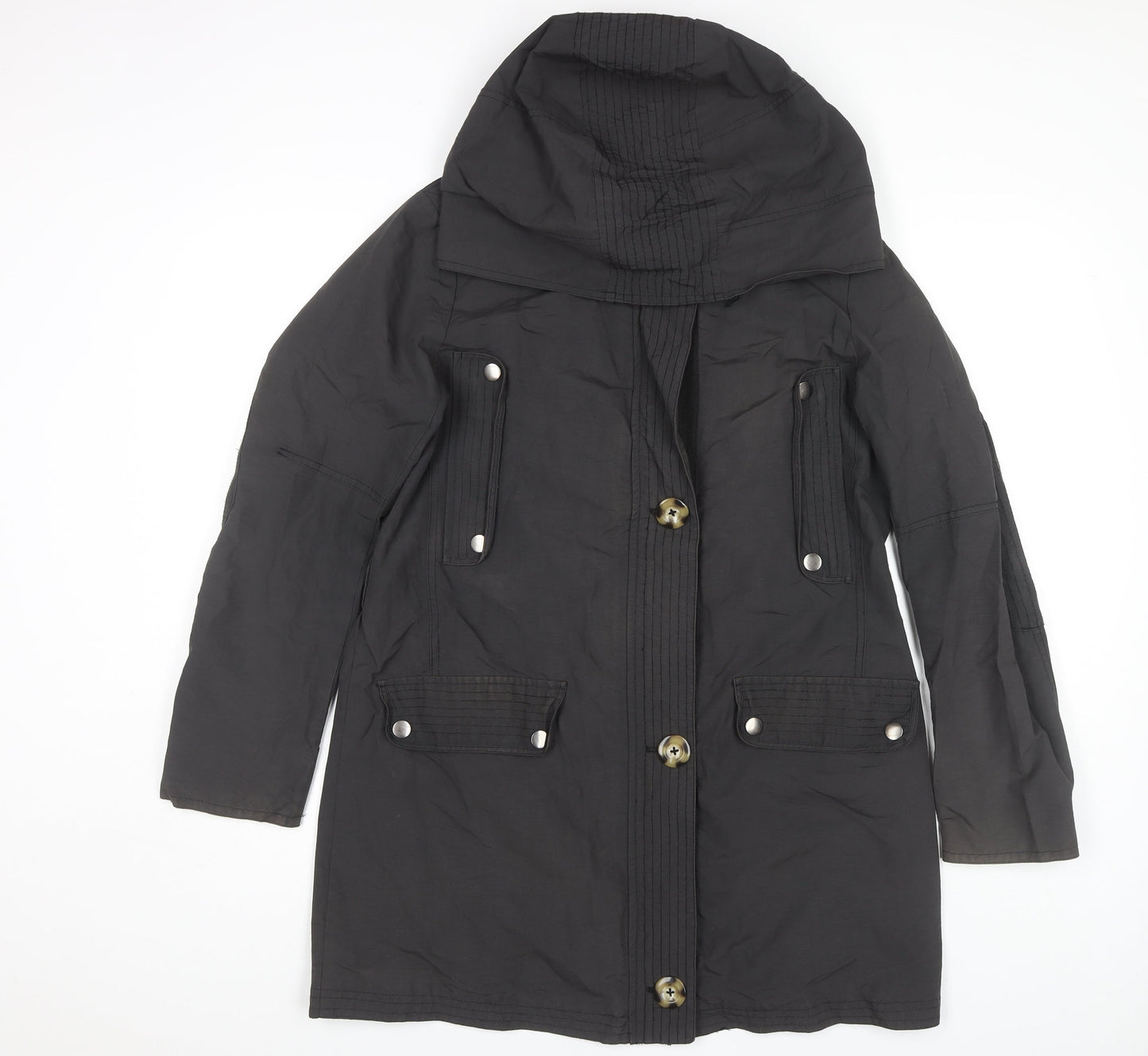 Womens UK Size 12 Clements Ribeiro Black Rain Coat