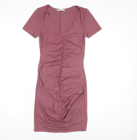 Zara Women's Pink Bodycon Dress Size M