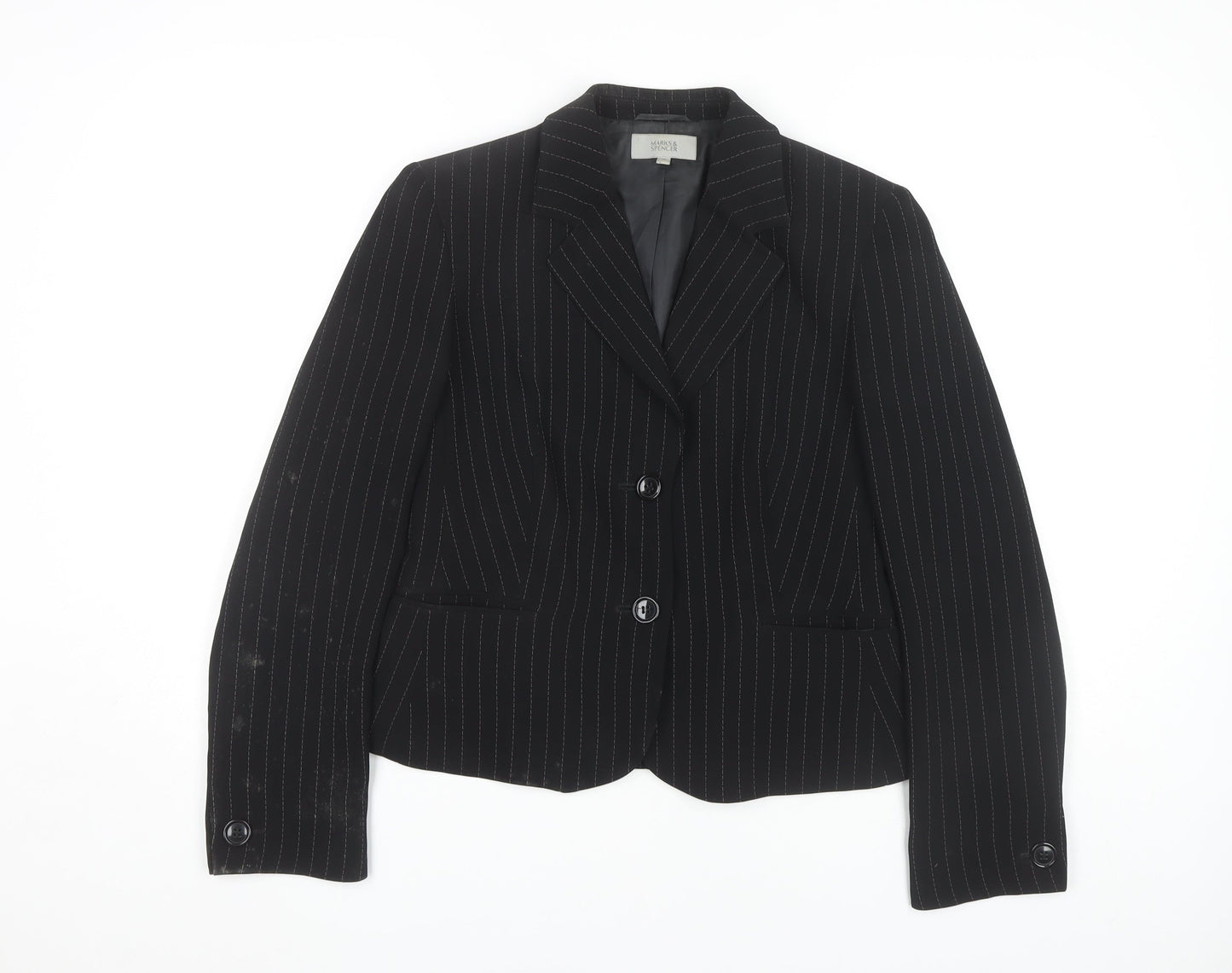 Marks and Spencer Women's Black Pinstripe Suit Jacket Size 12