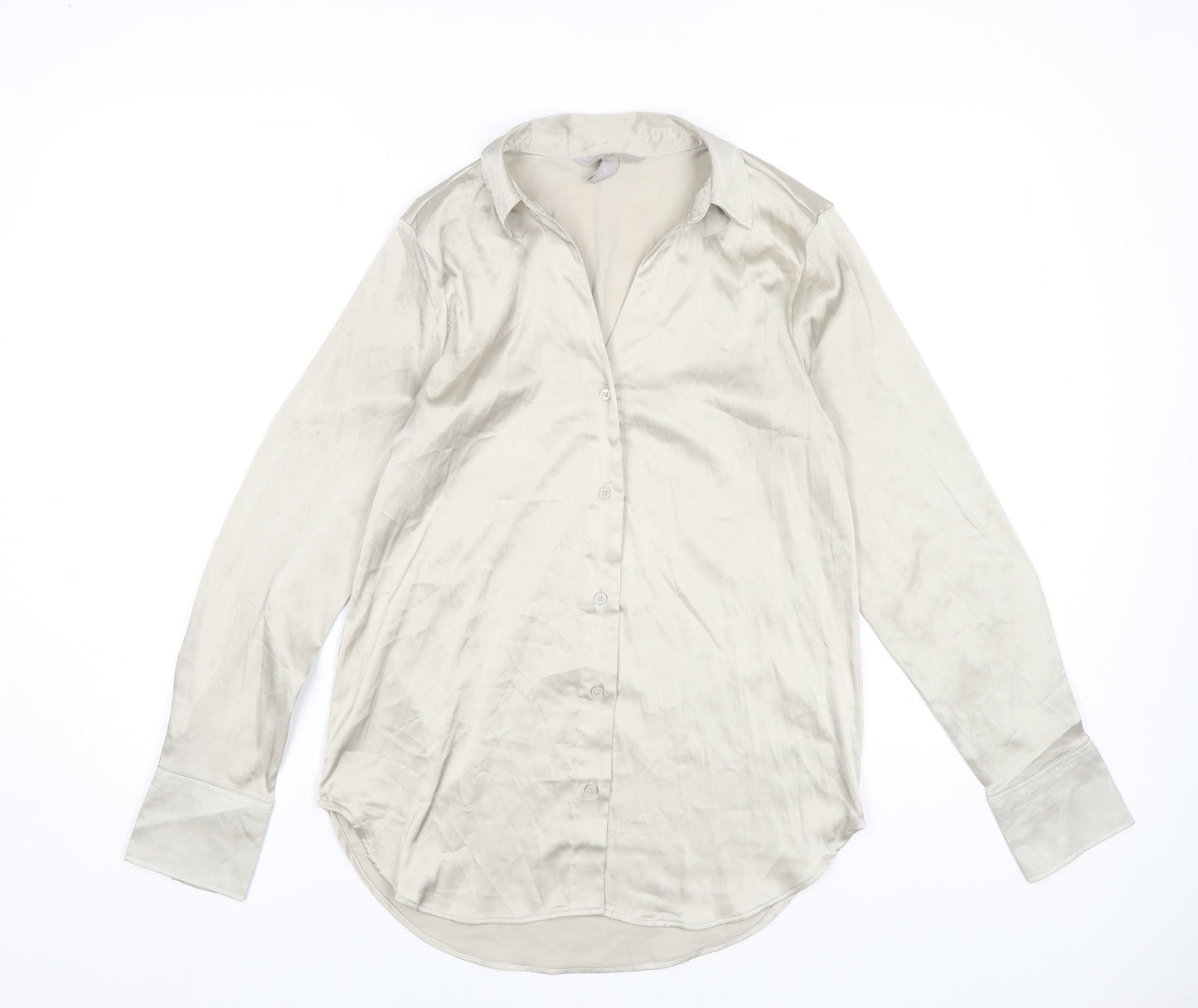 Womens UK Size 12 H&M Beige Basic Button-Up