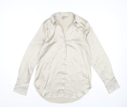 Womens UK Size 12 H&M Beige Basic Button-Up
