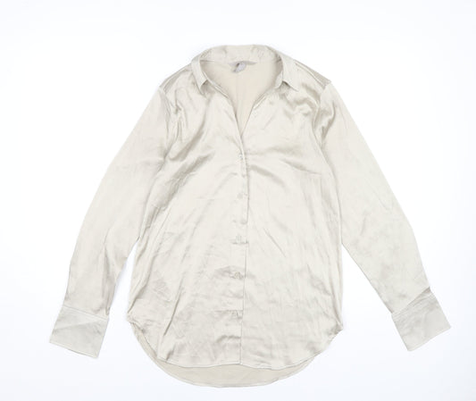 Womens UK Size 12 H&M Beige Basic Button-Up