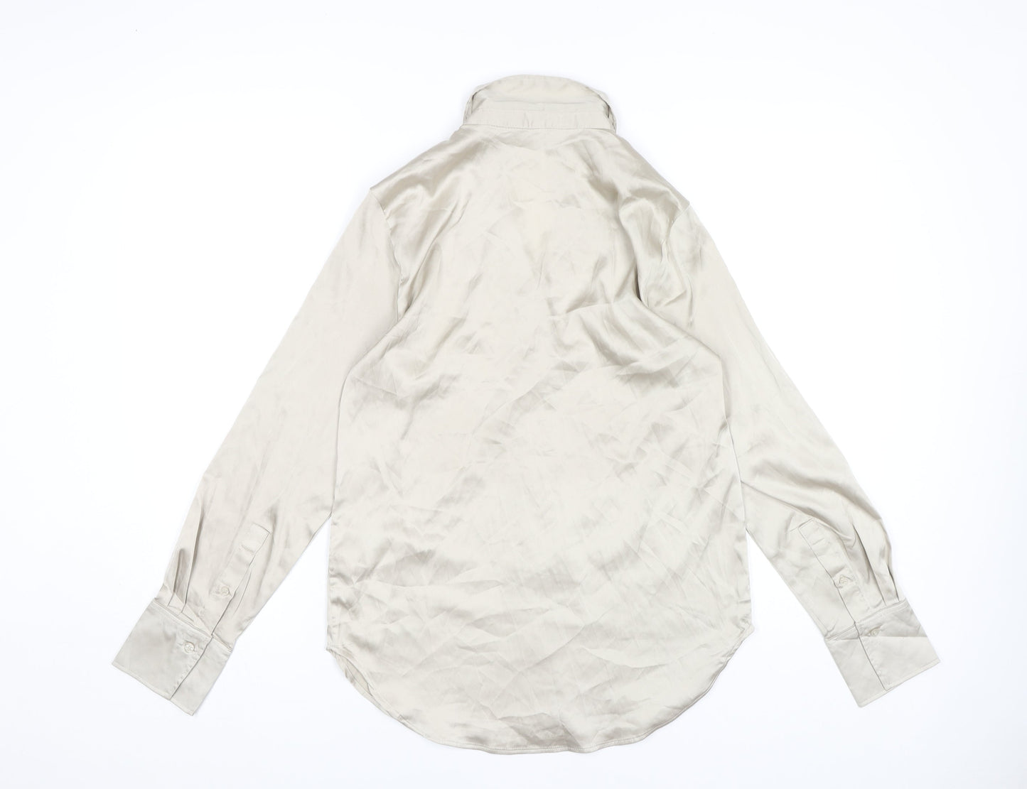 Womens UK Size 12 H&M Beige Basic Button-Up