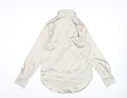 Womens UK Size 12 H&M Beige Basic Button-Up