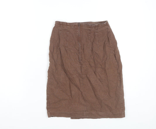 Marks and Spencer Women's Brown Linen Pencil Skirt Size 8