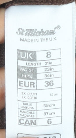 Marks and Spencer Women's Brown Linen Pencil Skirt Size 8