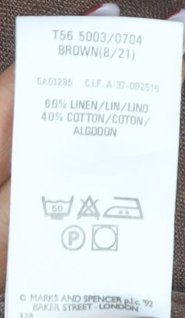 Marks and Spencer Women's Brown Linen Pencil Skirt Size 8