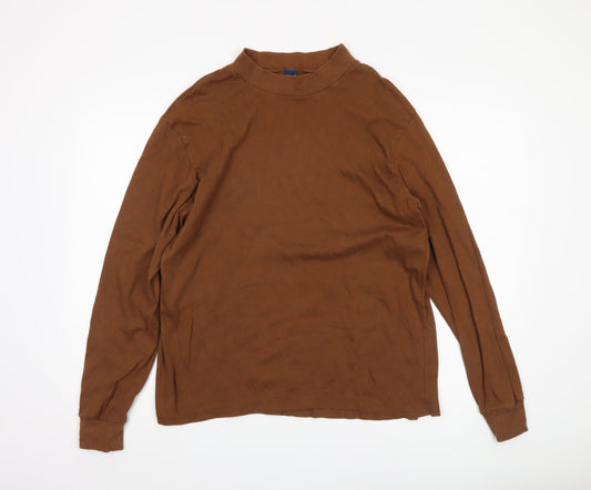 Lands' End Brown Mock Neck Top Unisex Adults L