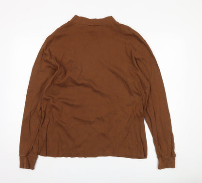 Lands' End Brown Mock Neck Top Unisex Adults L