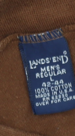 Lands' End Brown Mock Neck Top Unisex Adults L