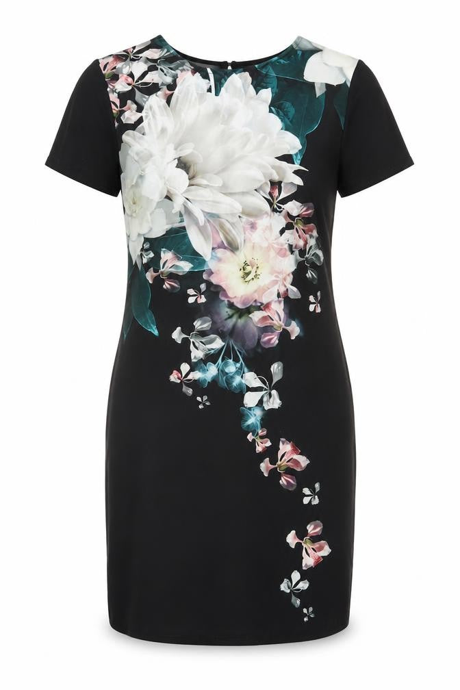 Lipsy London Women's Black Floral Sheath Dress Size 8