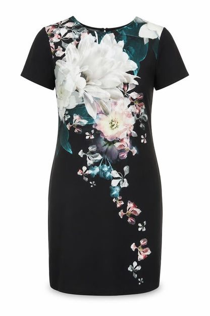 Lipsy London Women's Black Floral Sheath Dress Size 8