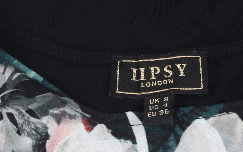 Lipsy London Women's Black Floral Sheath Dress Size 8