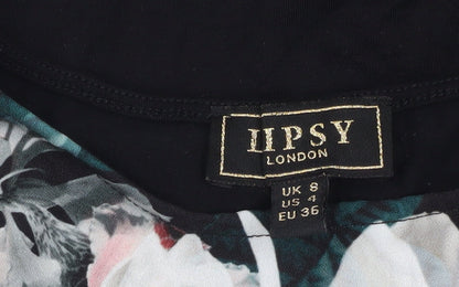 Lipsy London Women's Black Floral Sheath Dress Size 8