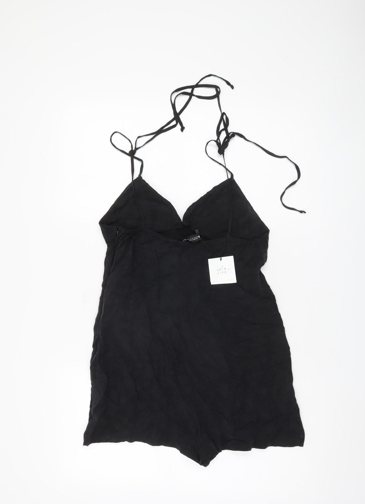 Zara Women's Black Viscose Playsuit, Medium, Adjustable Straps