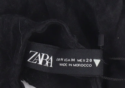 Zara Women's Black Viscose Playsuit, Medium, Adjustable Straps