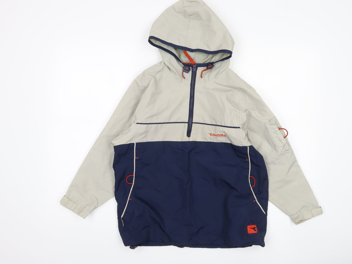 Diadora Boys Beige Blue Anorak Jacket 8-9 Years Hooded