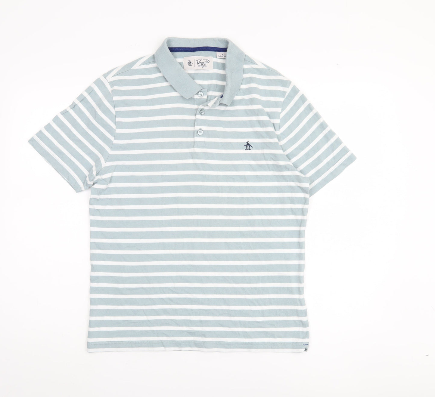 Penguin Men's Polo Blue Striped M Casual Classic