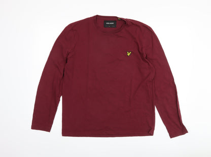 Lyle & Scott Men's Red Long Sleeve T-Shirt, M, Logo Accent