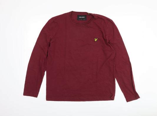 Lyle & Scott Men's Red Long Sleeve T-Shirt, M, Logo Accent