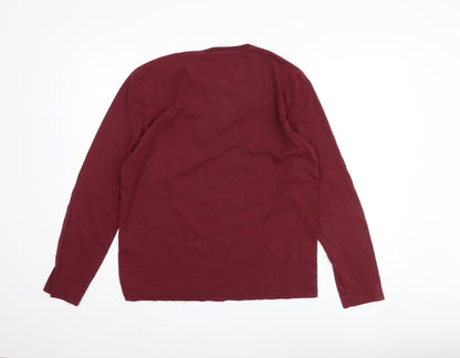 Lyle & Scott Men's Red Long Sleeve T-Shirt, M, Logo Accent