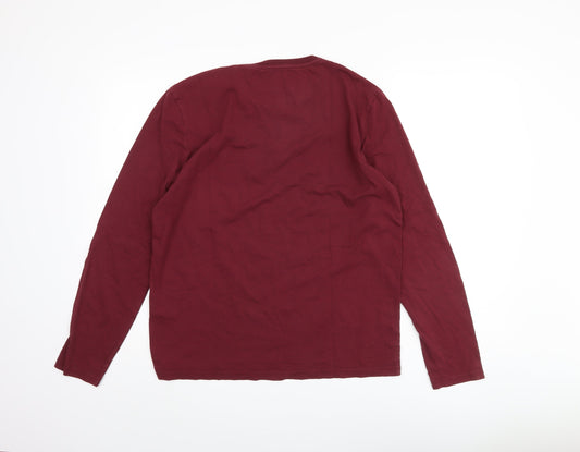 Lyle & Scott Men's Red Long Sleeve T-Shirt, M, Logo Accent